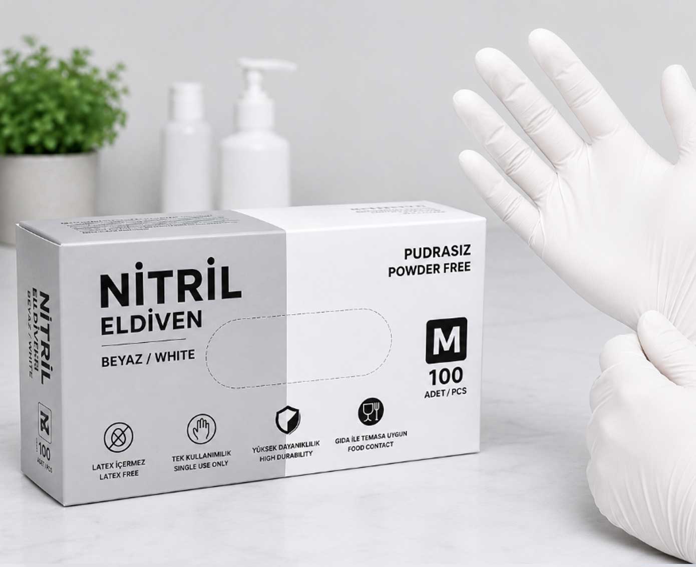 Çok Amaçlı Beyaz Nitril Eldiven