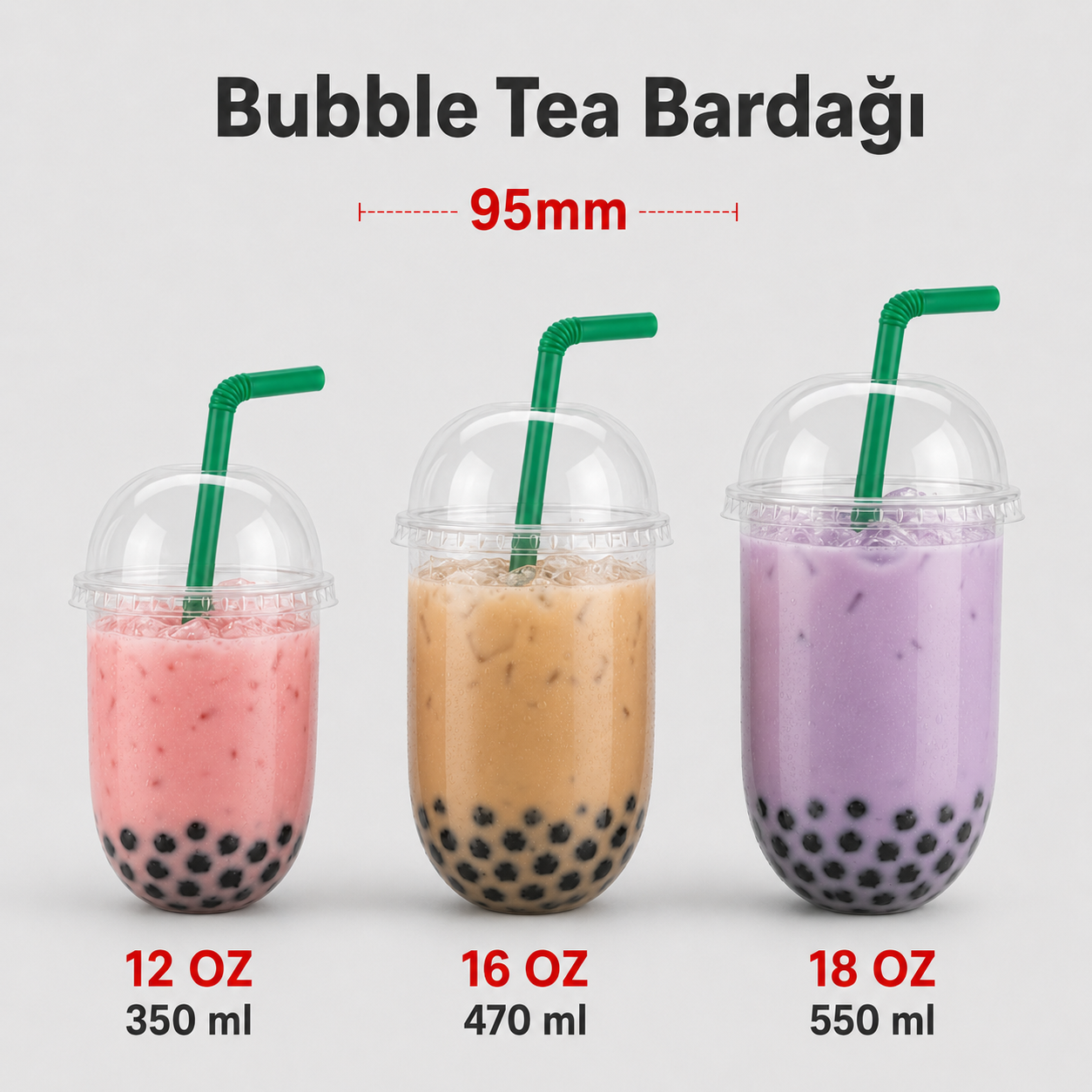95 mm Bubble Tea Pet Bardak